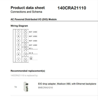 Interfaz TSX del descenso del PLC 140CRA21110 DIO de SCHNEIDER TSX Modicon Quantum