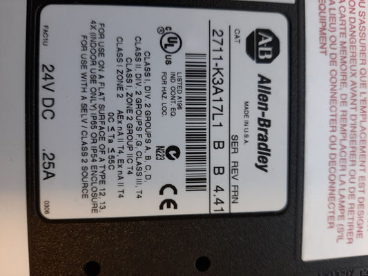 Pantalla táctil de 2711-K3A17L1 RS232 DF1 HMI Allen Bradley Panelview 128 x 64 pixeles