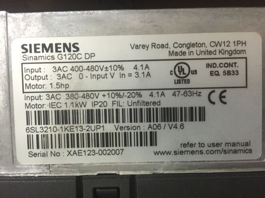 6SL3210-1KE13-2UP1 Siemens SINAMICS G120C valoró el powerc 11KW   con la sobrecarga del 150%
