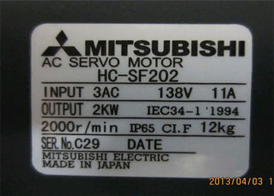 Serie industrial de Mitsubishi 2000rpm 2kW HC-MF del motor servo HC-SF202