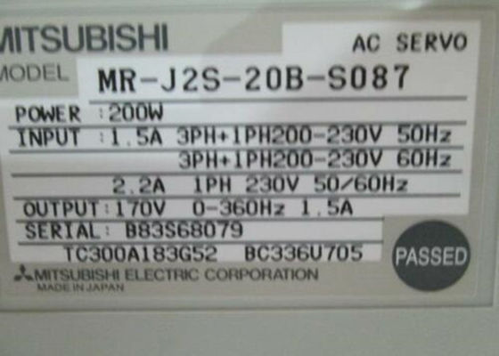 AMPLIFICADOR servo industrial 170V 360Hz 1.5A de la CA de la impulsión 200W MR-J2S-20B-S087 de Mitsubishi