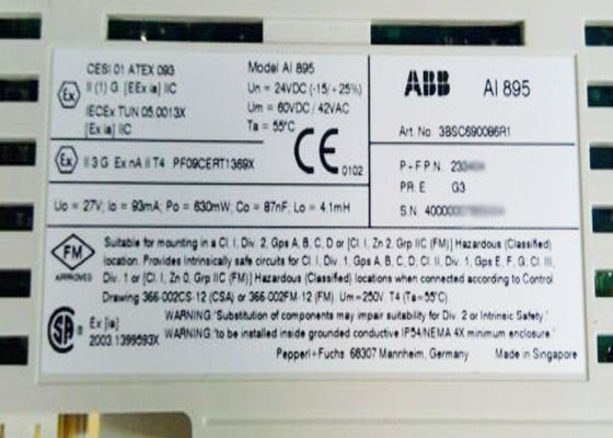 El análogo del módulo 3BSC690086R1 de la entrada-salida del PLC de AI895 S800 entró el módulo 12bit de TC/RTD