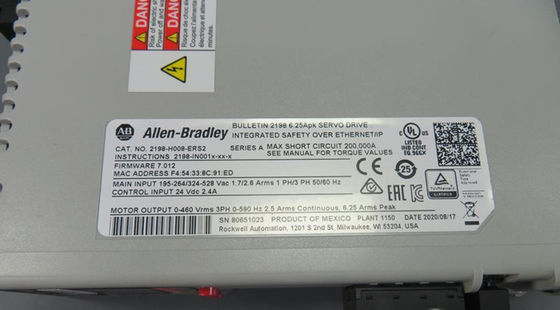 El AB 2198-H008-ERS2 pico de 6,3 amperios actual hizo salir de entrada de 1 y de 3 la fase 190 - 528 el VAC