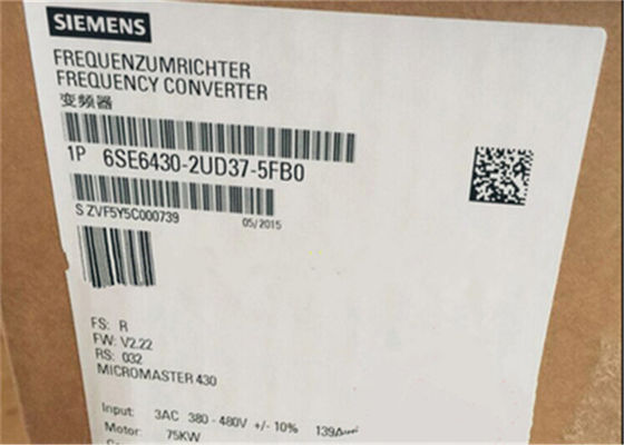 PODER AJUSTADO 380-480 variable del ESFUERZO DE TORSIÓN del inversor 3AC de la frecuencia de 6SE6 430-2UD37-5FB0 Siemens 75 kilovatios