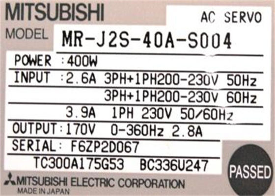 Impulsión industrial SERVA 170V 2.8A de la CA del amplificador MR-J2S-40A-S004 de Mitsubishi Electric 400W NUEVA