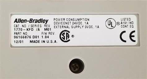 Funcionamientos del módulo del AB 1770-KFD en 9,0 voltios de voltaje de DC AND1 amperio del interfaz actual RS-232