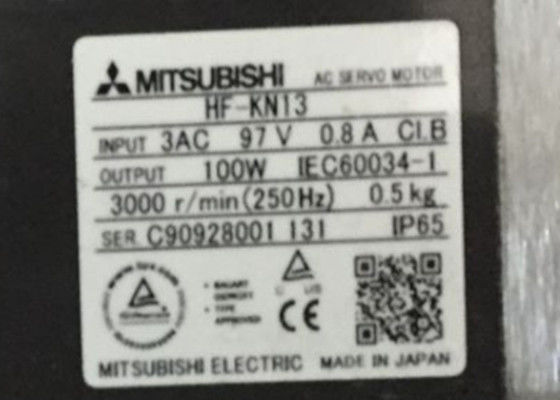 Motor servo industrial 100W 3AV 0.8A de HF-KN13 Mitsubishi Electric ningún freno electromágnetico
