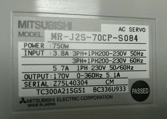 Mitsubishi Industrial Drive MR-J2S-70CP-S084 Servo amplificador de corriente alterna 750W Entrada 3.8A 200-230V