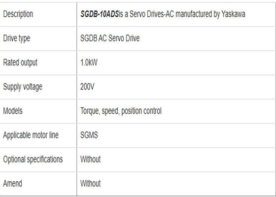 Yaskawa SGDB-10ADS 200V AC Servo Drives Nuevo en su versión original