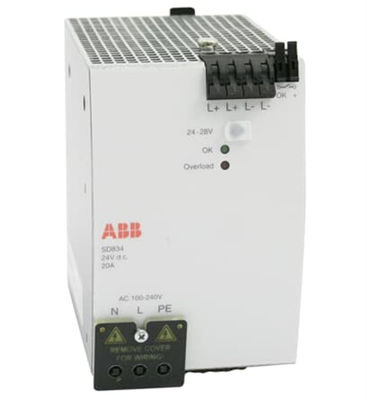 ABB 3BSC610067R1 SD834 Fuente de alimentación 20A Entrada de corriente alterna 100-240 V o corriente continua 110-150 V Salida de corriente continua 24 V 20A