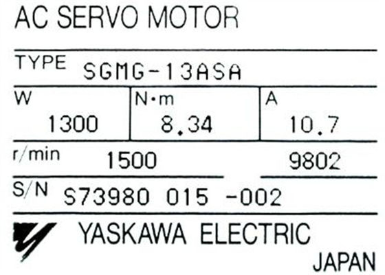 Yaskawa SGMG-13ASA Japón Nuevo motor de servicio de CA en caja original
