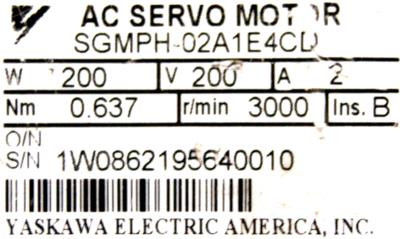 Servo motor industrial de 200W Yaskawa SGMPH-02A1E4CD Nuevo original