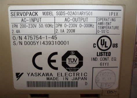 Sistema de servo industrial YASKAWA de trabajo pesado IP20 a IP66 Clase de protección Control vectorial de 1.3kW