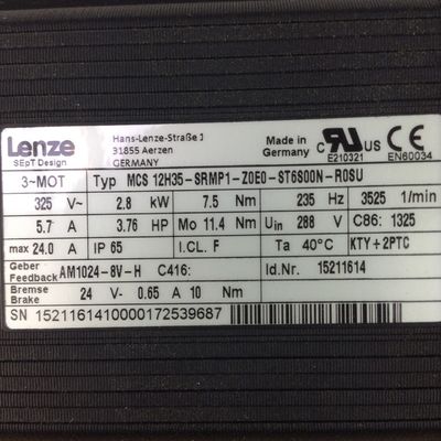 La velocidad nominal de la lente MCS 12H35-SRMP1-Z0E0-ST6S00N-R0SU es de 2323 2323