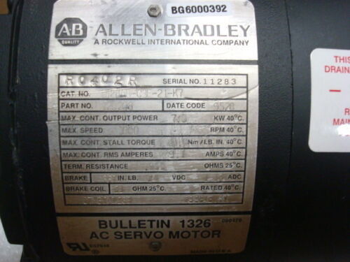 Servomotores de la serie AB 1326AB-C3E-21-K7 Torque Plus para el servomotor CA 1391-DES