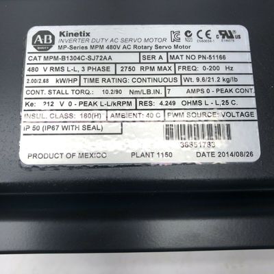 Se trata de un motor de servicio rotativo de 480 V de la serie MPM