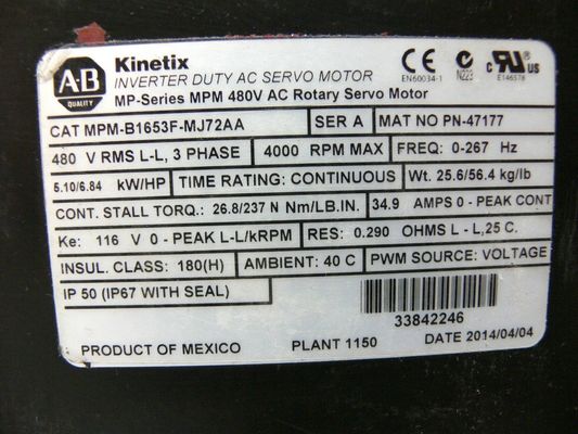 El motor de servicio rotativo de la serie MPM de 480 V AC