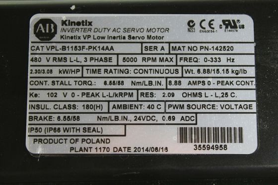 Allen-Bradley VPL-B1153F-PK14AA Kinetix VP Servo motor de baja inercia