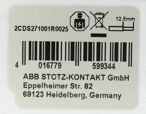 ASEA BROWN BOVERI 2CDS271001R0025 S201M-B2 Interruptor de circuito de serie S200 de núcleo de contacto auxiliar