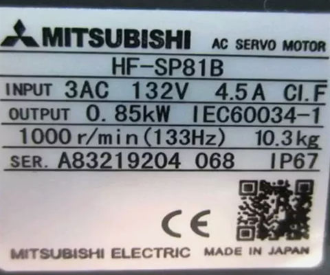 Servomotor industrial Mitsubishi HF-SP81B para aplicaciones de capacidad media