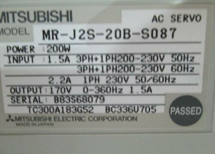 AMPLIFICADOR servo industrial 170V 360Hz 1.5A de la CA de la impulsión 200W MR-J2S-20B-S087 de Mitsubishi