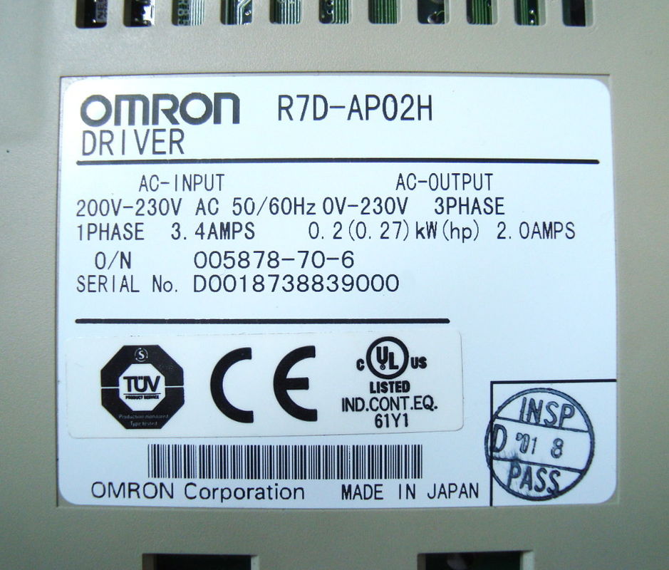 La fuente serva 1.6a 100v de la CA 100vac de Omron R7d-Bp01l carga la capacidad máxima 100w del motor