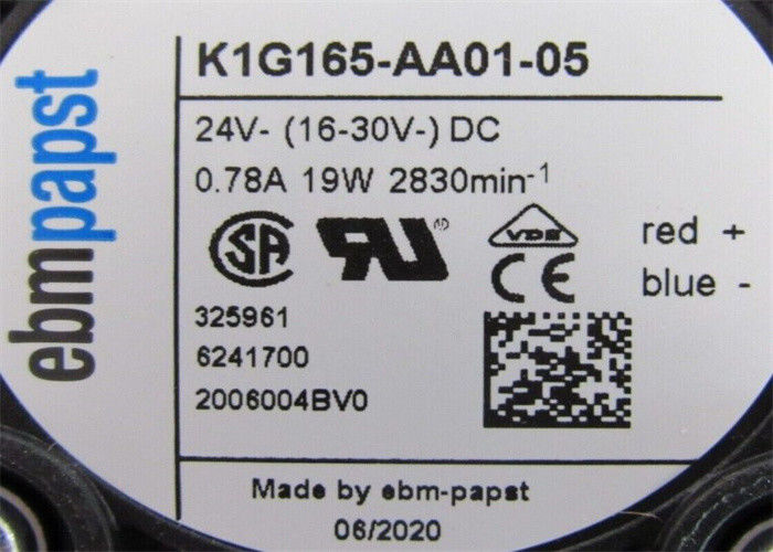 VENTILADOR de FAN de EBM PAPST K1G165-AA01-05 0.78AMP 2830RPM 24VDC 16-30VDC 19W