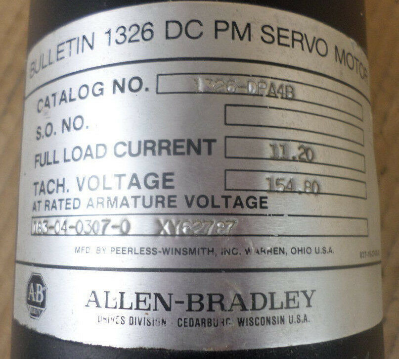 Versátil AB 1326-DPA4B Allen Bradley Servomotor de corriente continua para varias necesidades de maquinaria