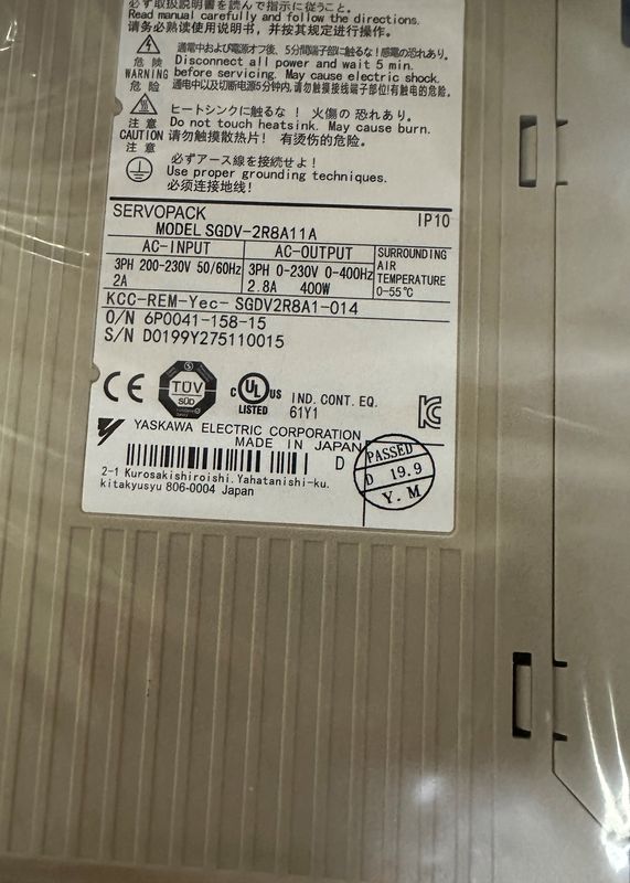 Yaskawa Conducciones SGDV-5R5A11A Corporación Eléctrica 3PH 0-55°C 400W Japón